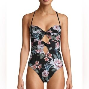 Maillot de bain une pièce à manches longues pour femmes - Floral - R1
